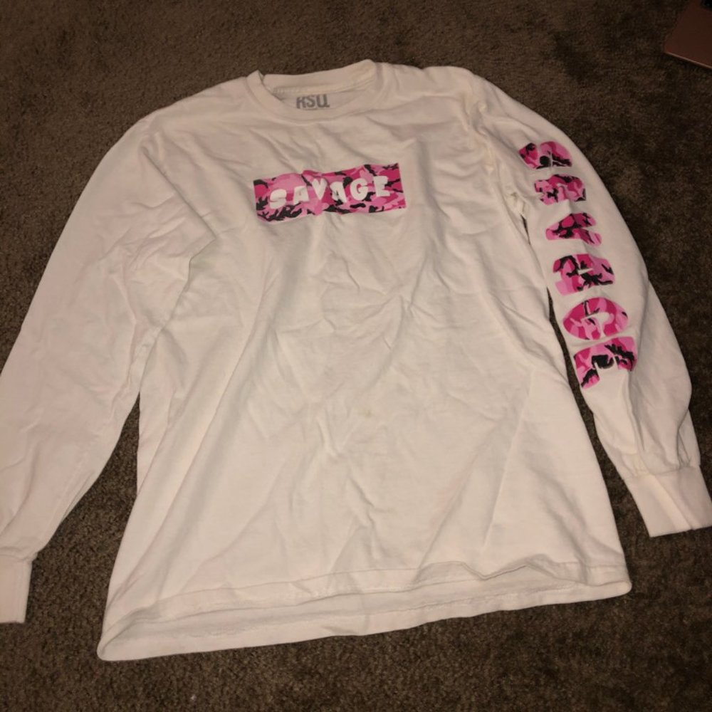 RSQ white and pink camo Savage long sleeve size S
